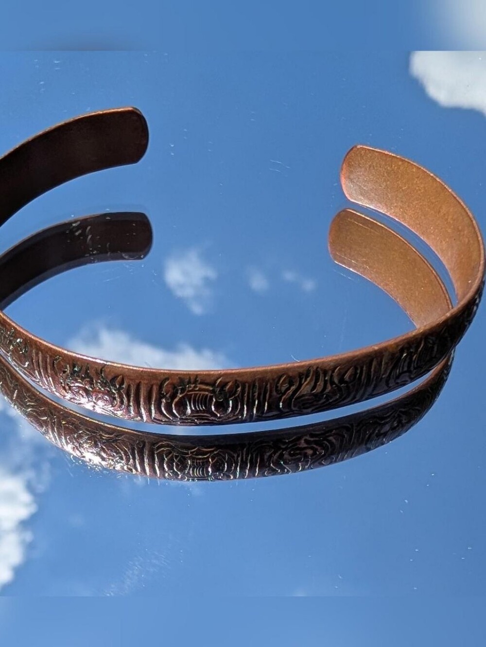 Vintage Stamped Copper Tone Cuff Bracelet